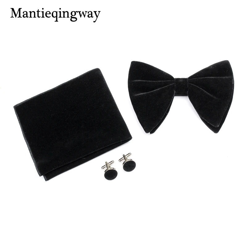 Mantieqingway большие галстуки для мужчин с бантом из плотного бархата Галстуки для свадьба брак сплошной Цвет Bowknots из платье с поясом галстук-бабочка