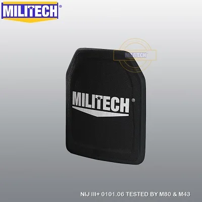 MILITECH 10x12 дюймов PE NIJ уровень III+ пуленепробиваемая пластина NIJ 3 Plus 3+ Чистая PE баллистическая панель M80 и AK47 корпус панельная панель - Цвет: MILITECH LOGO