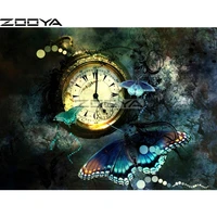 zooya needlework diamond painting full drill diamond embroidery clock butterfly handmade set for embroidery mosaic pattern r1900