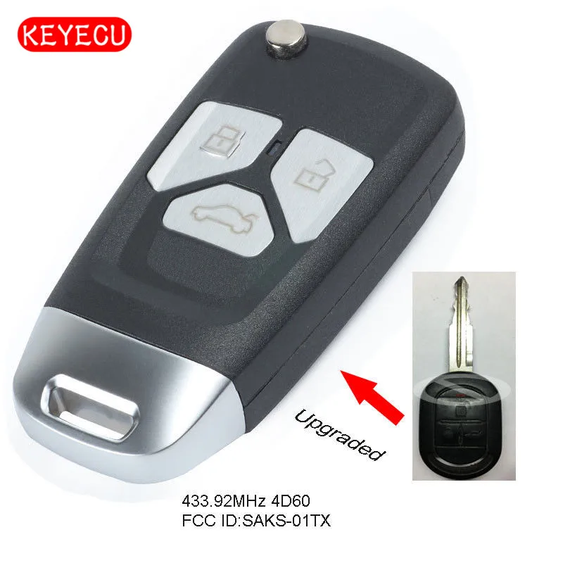 Обновленный дистанционный ключ Keyecu с чипом 433 92 МГц 4D60 для Chevrolet Optra Lacetti FCC ID: SAKS-01TX |