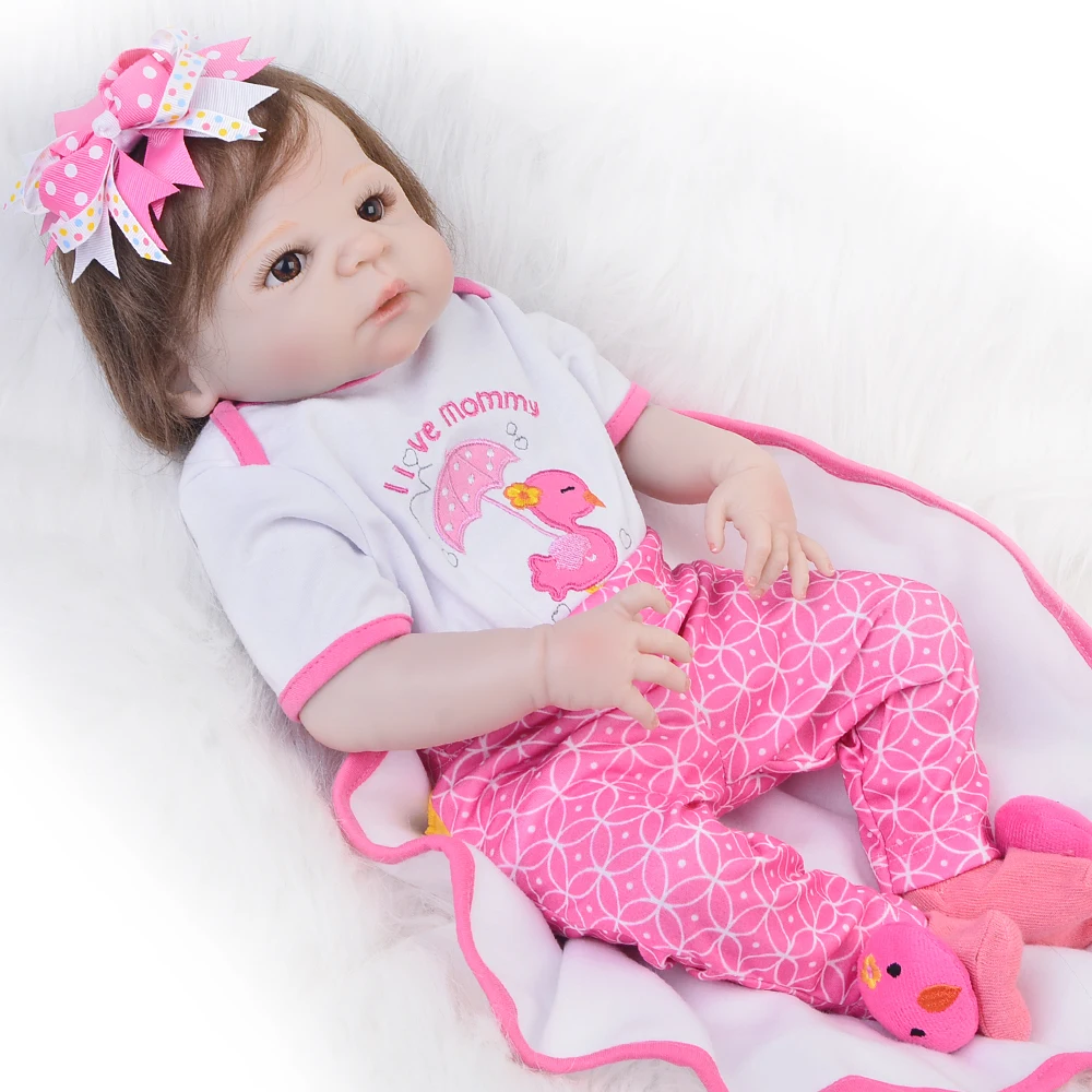 Уникальные 23' 57 см Детские куклы Reborn Baby girl полностью силиконовые реалистичные