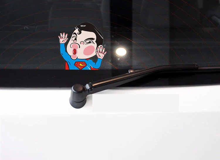 

Creative Car Stickers Funny Superman Hit Glass Rear Windshield Car Body Waterproof Reflective Colorful Scratch Sticker 11x11cm