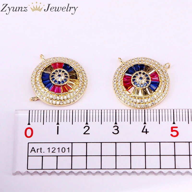 

6PCS, Gold Filled CZ Micro Pave Colorful Zirconia Crystal Pendant Fashion Necklaces