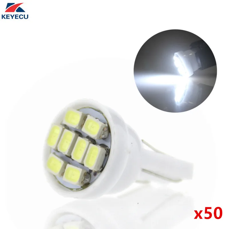 

KEYECU 50x T10 194 168 W5W 8SMD 3528/1210 LED Light Bulb Replacement Car Interior Reading Instrument Map Dome Dashboard Light