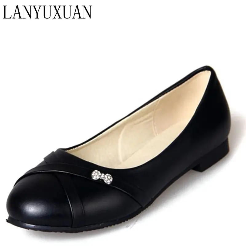 Женские балетки на плоской подошве с круглым носком большие размеры 34 47|spring