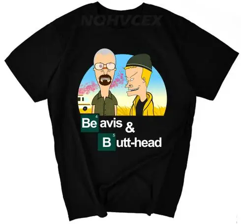 Beavis and butthead Breaking bad сочетание веселья, мужская и женская футболка с коротким рукавом - Цвет: Черный