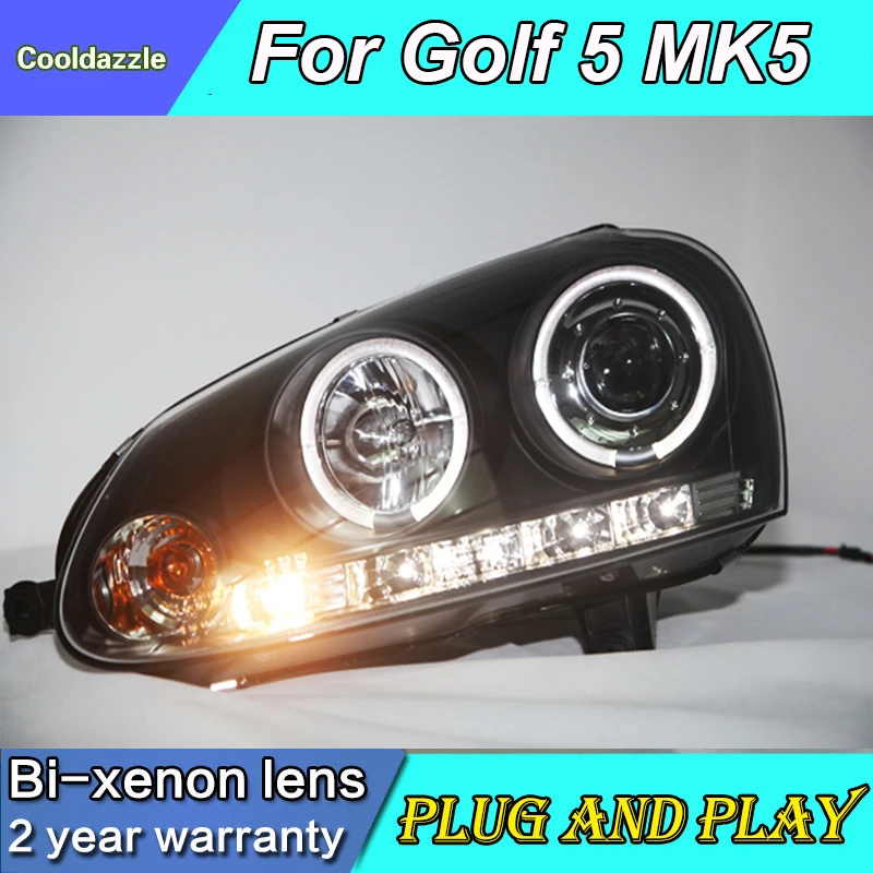 Для Volkswagen Sagitar, Golf 5 MK5 светодиодный ангельские глазки фары 2003 2004 2005 2006 2007 2008 год с дневными ходовыми огнями