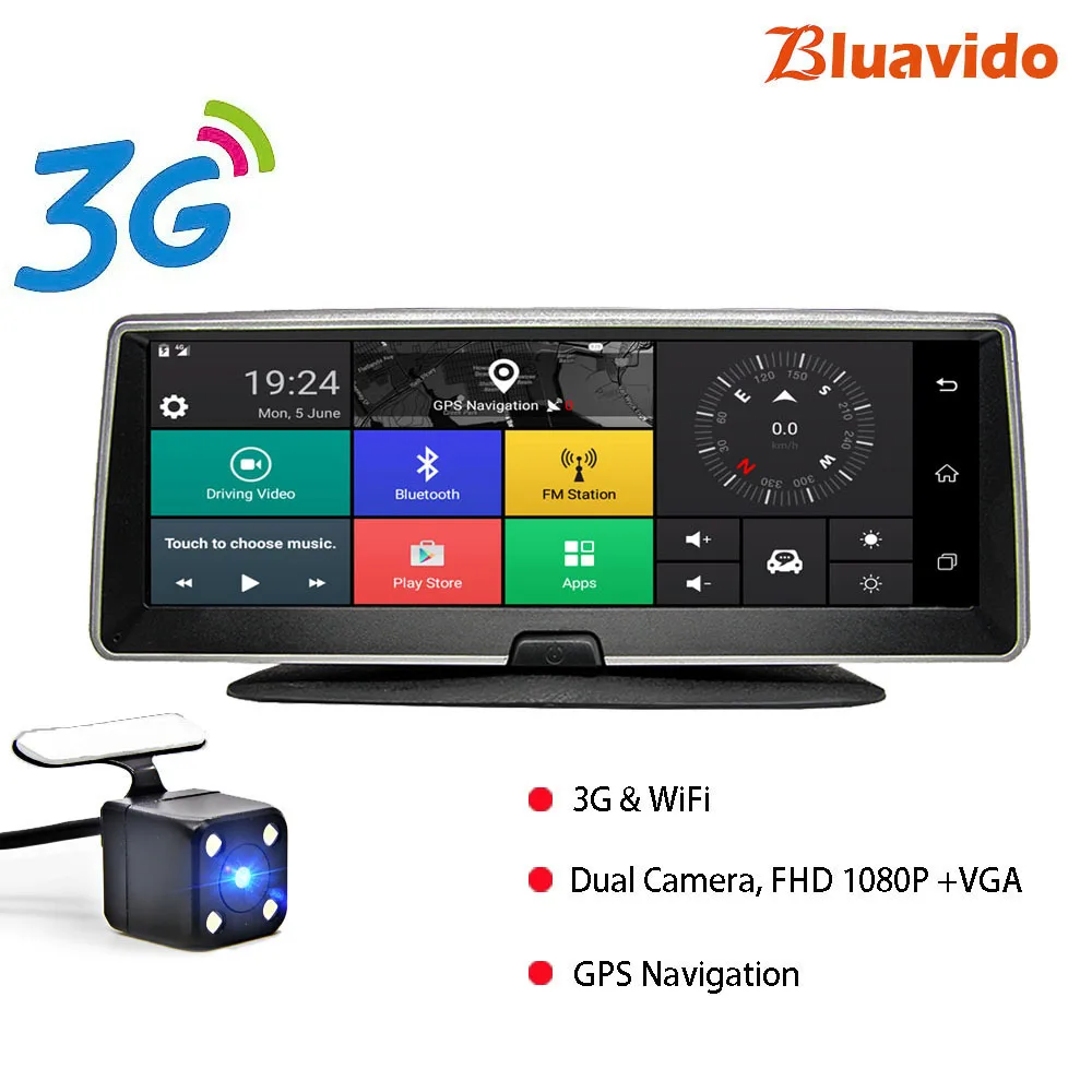 3G Bluavido 4G android dvr 8 дюймов экран автомобильная видеокамера gps навигация Full HD 1080P видеорегистратор регистратор рекордер удаленный монитор - Название цвета: 3G
