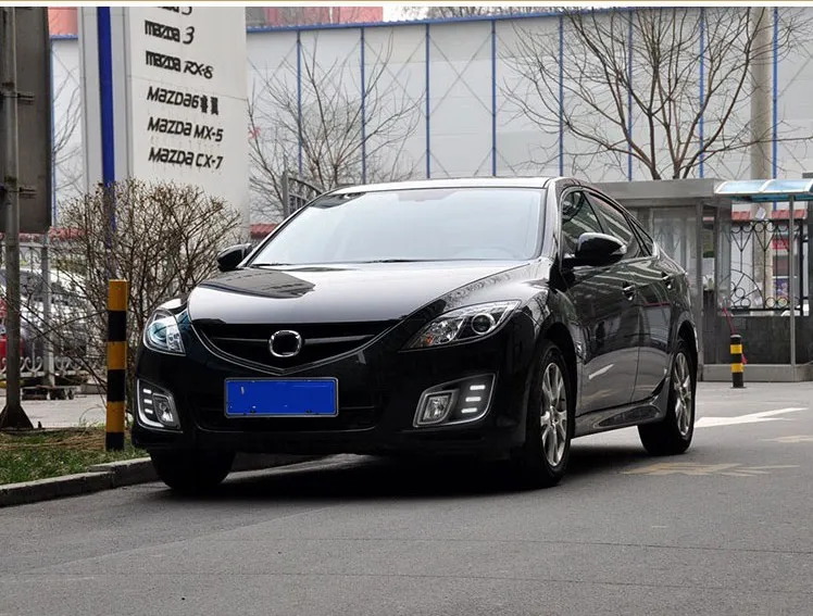 Qirun led drl Дневной ходовой светильник для Mazda 6 2010 с динамическим движущимся желтым поворотником и синим ночным ходовым светильник