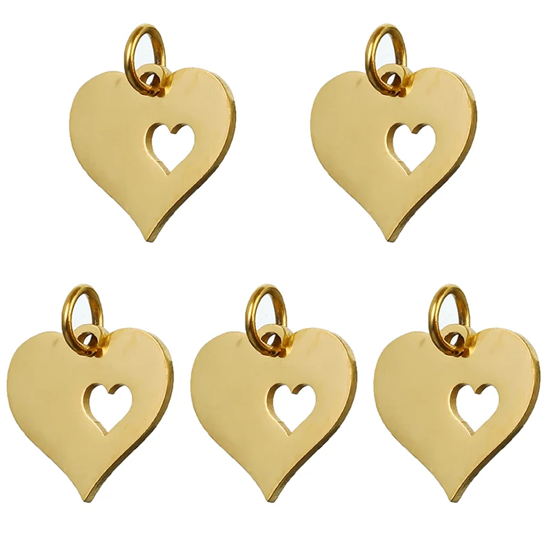 5 шт./компл. подвески в виде сердца из нержавеющей стали ожерелье браслет DIY