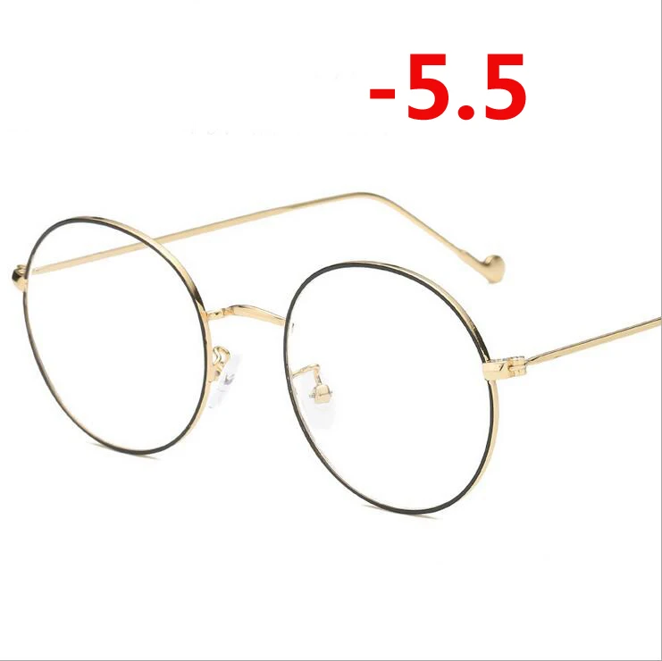 myopia 550 1,0-1,5-2,0-6,0 готовые очки для близорукости унисекс Ультра-светильник металлическая Золотая оправа Очки для близорукости с градусом - Цвет оправы: myopia 550