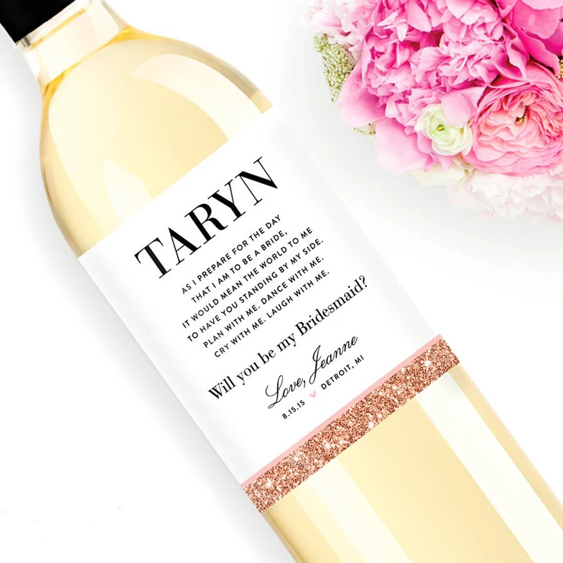 Индивидуальные винные этикетки для подружки невесты персонализированный