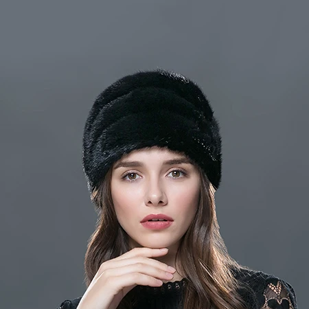 color1 LTGFUR женские шапки, шапка из меха норки, женская вязаная шапка, женские зимние облегающие шапки, модная официальная вязаная шапка для женщин - Цвет: color1