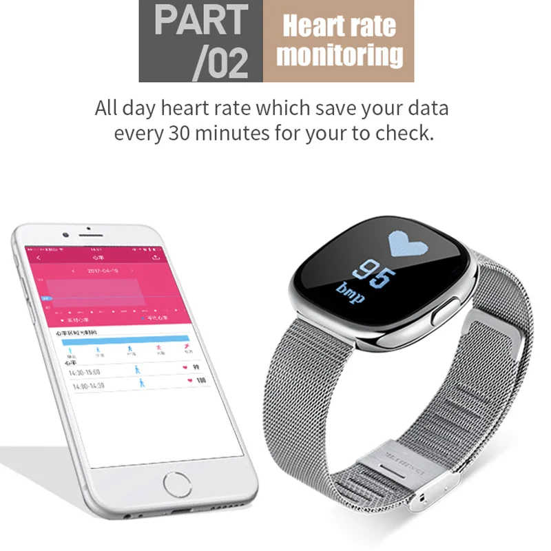 Bluetooth Smart часы браслет сердечного ритма крови Давление монитор P2 смарт для Android