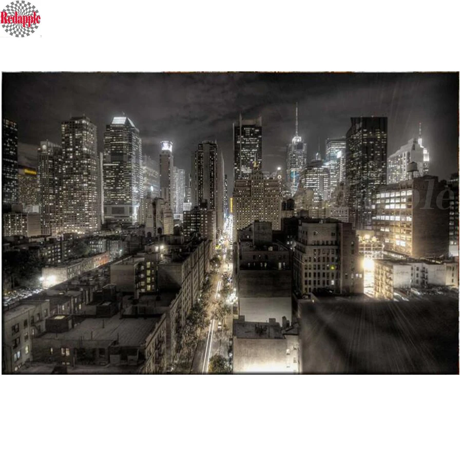 Новое поступление алмазная живопись сделай сам темно Нью Йорк Skyline Night view вышивка