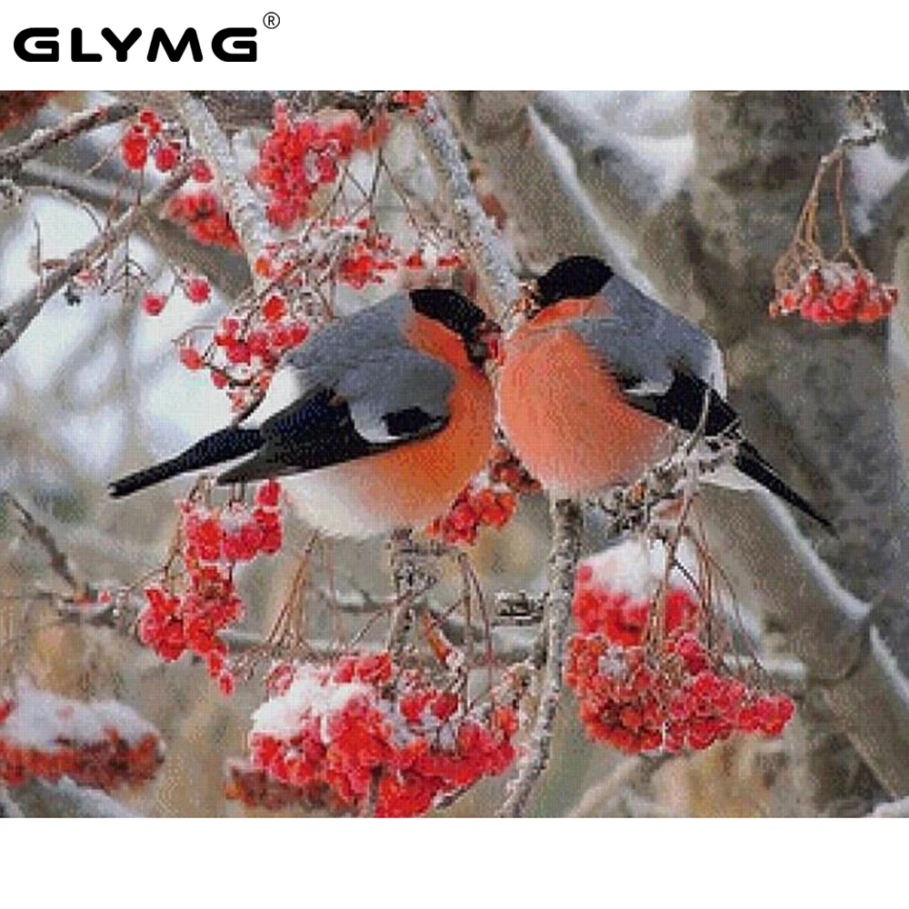 GLymg Алмазная вышивка ветви 2 волшебная птица снег рукоделие крестиком животное
