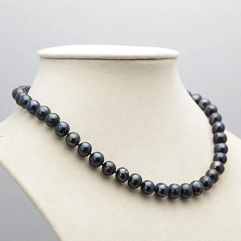 

Красивое пресноводное жемчужное ожерелье 8-9 мм из черного таитянского натурального жемчуга 18 дюймов