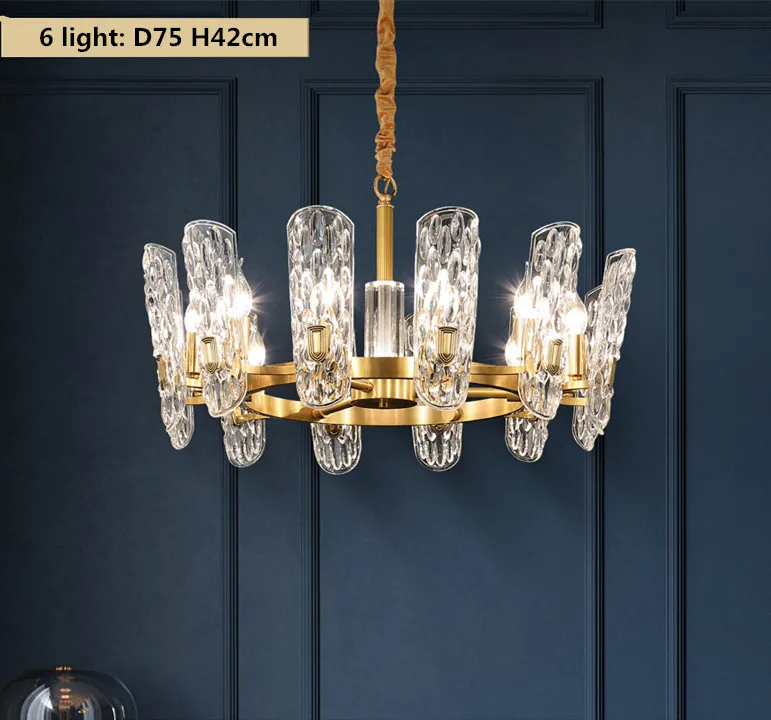 style B 6 light Американский Роскошный Золотой Металл E14 Led люстры висячие светильники Люстра для гостиной блеск Внутреннее освещение Lamparas - Цвет абажура: style B 6 light