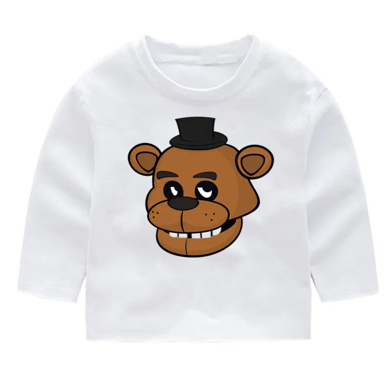 Модные детские футболки с длинными рукавами принтом пять ночей Фредди пицца топы