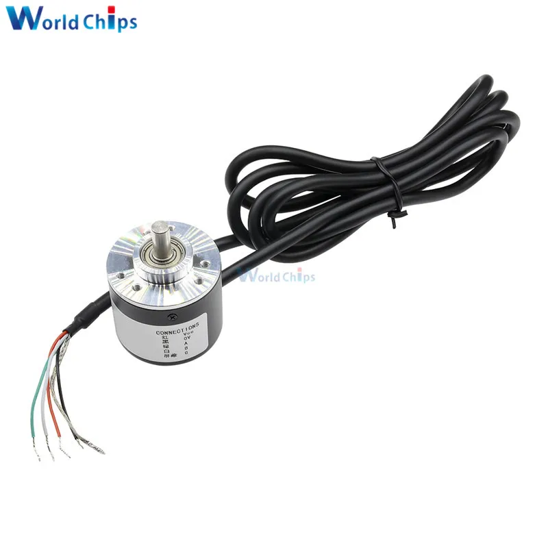 dc 5 24v 360600 p r photoelectric incremental rotary encoder ab two phases 6mm shaft for game steering wheel free global shipping