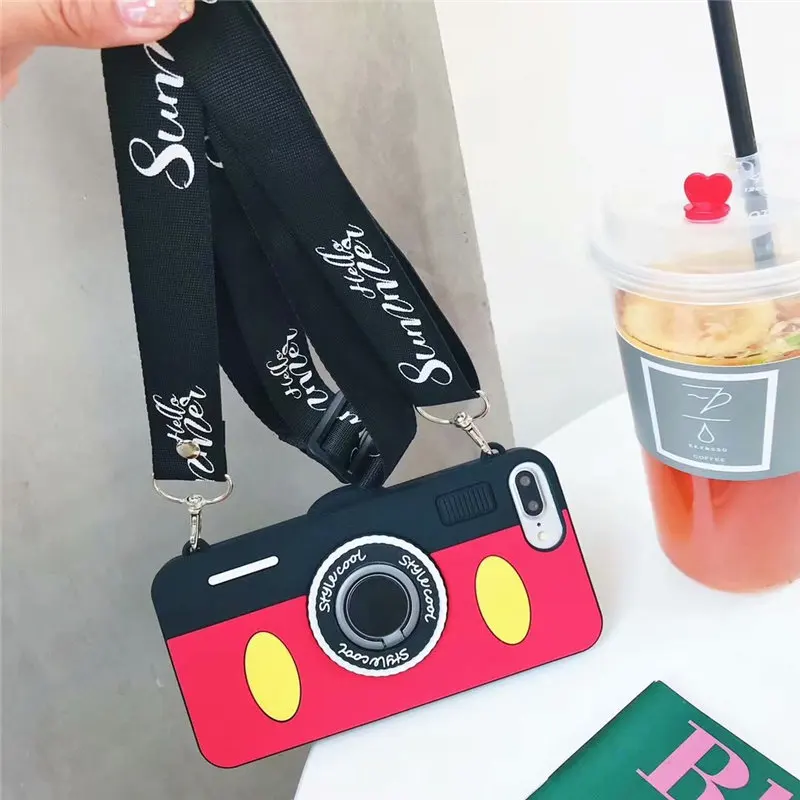 Чехол для iPhone X XR XS Max мягкий милый мультяшный 3D ремень камеры чехол 6 S 7 8 Plus Coque Capa |
