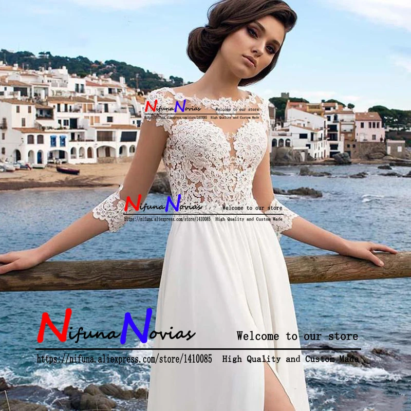 Robe de Mariage Дешевые пляжное свадебное платье 2019 сексуальные кружевные из ткани