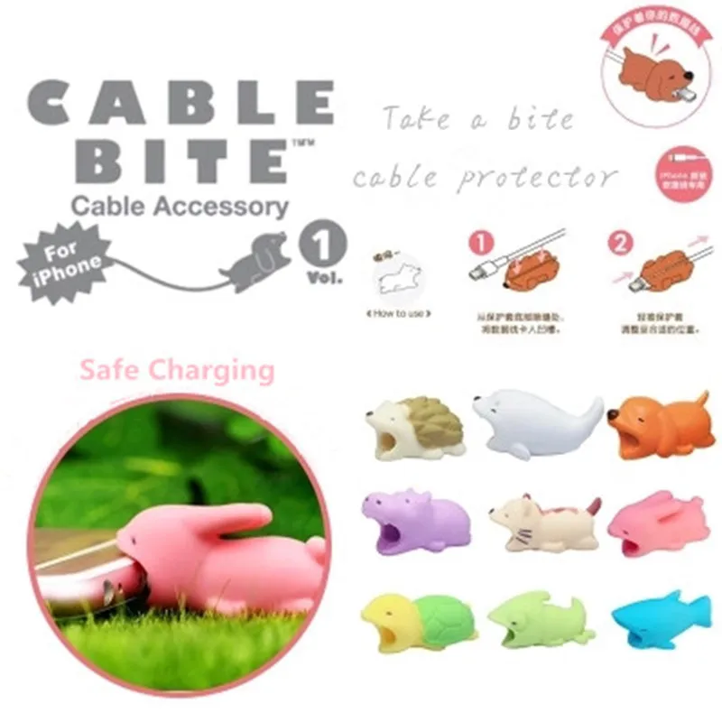 USB кабель органайзер с защитой от поклевки в виде животного для iPhone 5 6 6s 7