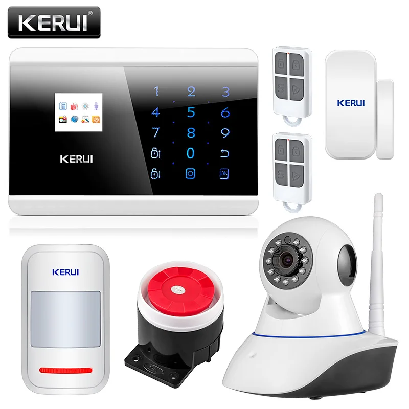 Kit 2 KERUI 8218G Приложение IOS Android GSM PSTN двойная Беспроводная система охранной сигнализации для дома Английский Русский Испанский Французский Голосовая сенсорная клавиатура - Цвет: Kit 2