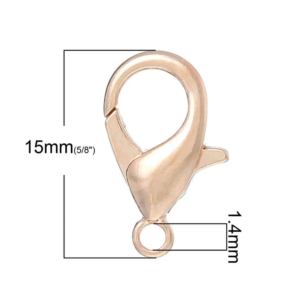Медные Омары 8 сезонов цвета розового золота 15 мм x 9 100 шт. (B34445)|clasp findings|lobster claspcopper