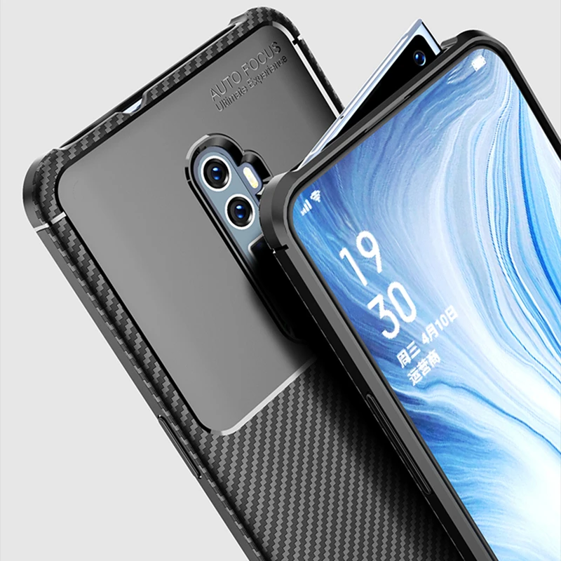 Модный ударопрочный чехол из углеродного волокна и ТПУ для Oppo Reno 5G CPH1921 полностью