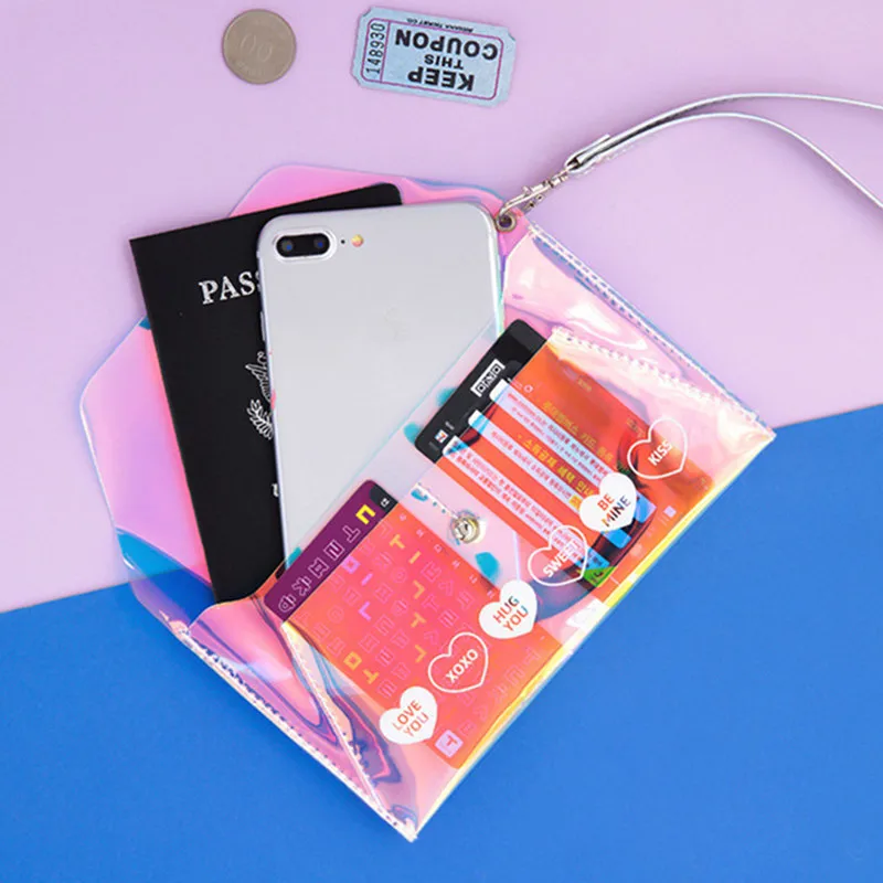 Красочные прозрачные длинные кошельки с голограммой женский модный клатч