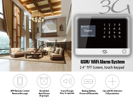 Многоязычная охранная сигнализация 3G /WIFI/GSM/SMS дистанционное управление через