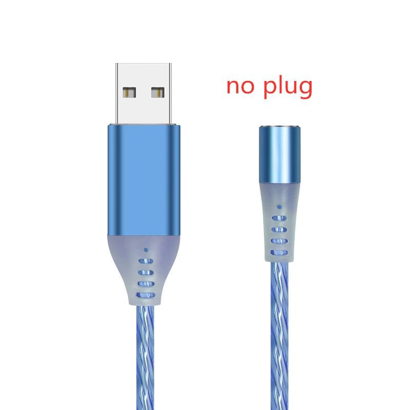 blue no plug SUNPHG поток световой Магнитный кабель светодиодный светильник Micro USB шнур Тип C кабель зарядного устройства для iPhone samsung мобильный телефон зарядный провод - Цвет: blue no plug