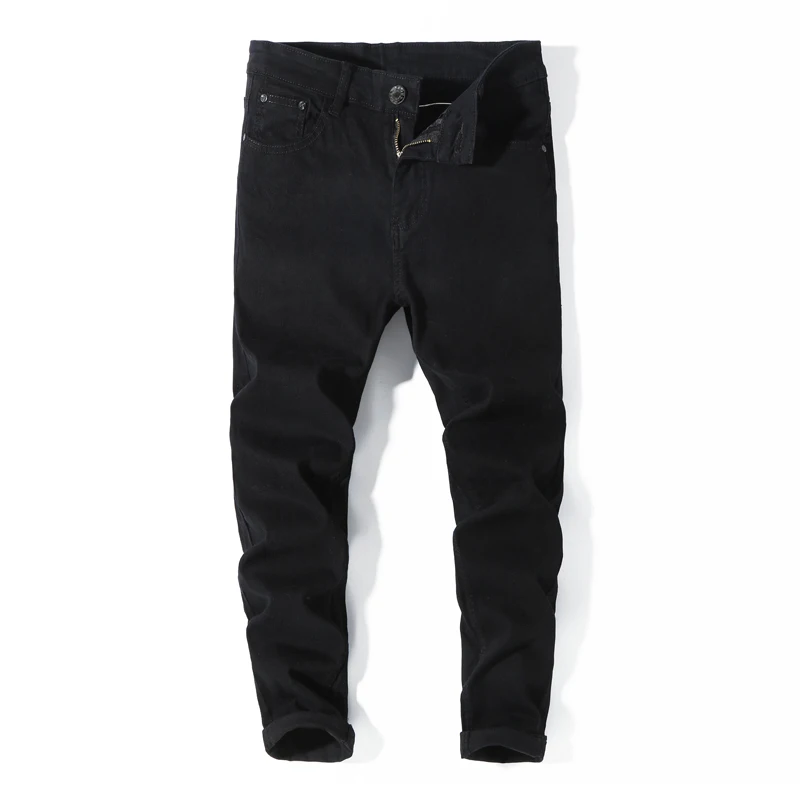 Классические облегающие джинсы для мужчин 3 цвета черные белые синие новинка 2019