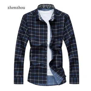 Мужская клетчатая рубашка ZhenZhou, Повседневная рубашка с длинным рукавом, большие размеры, M-7XL, 2019
