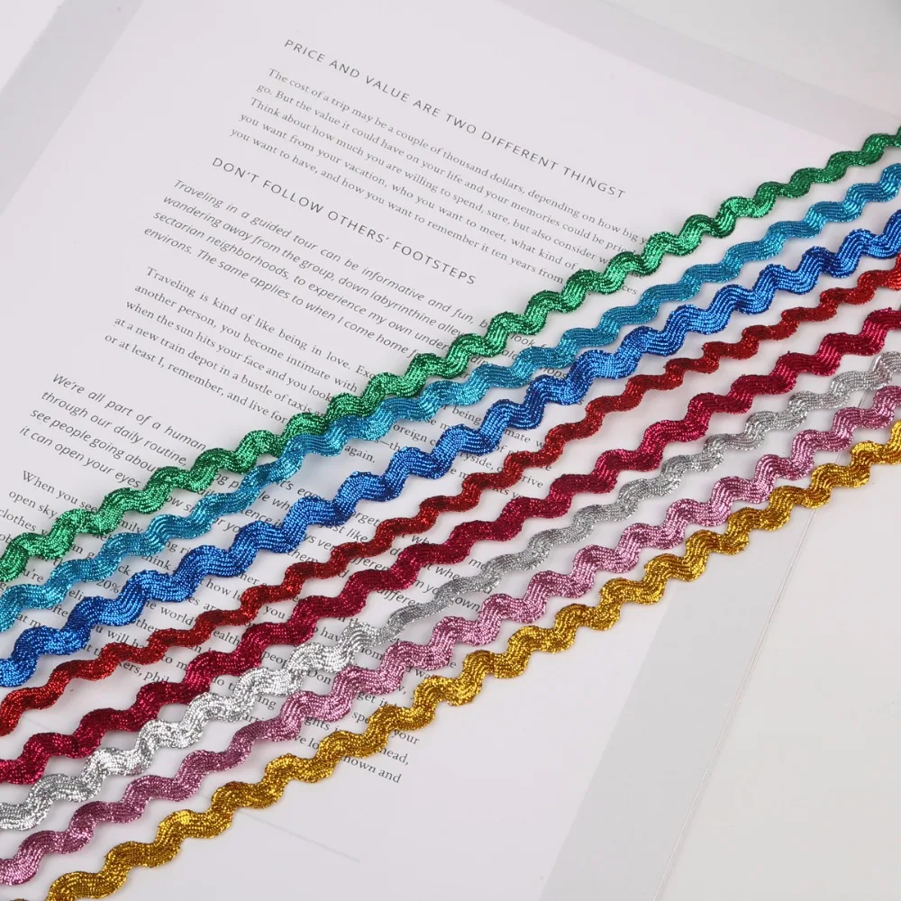 15 ярдов/лот 8 мм металлическая териленовая лента зигзаг Ric Rac кружевная для