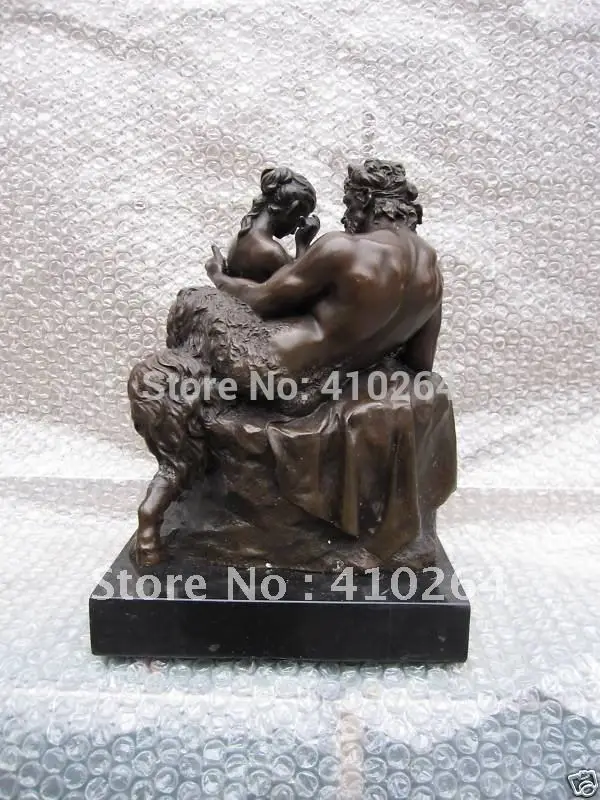 Коллекционный Обнаженная Леди миф Коза человек Пан сатыр статуя бронза|bronze