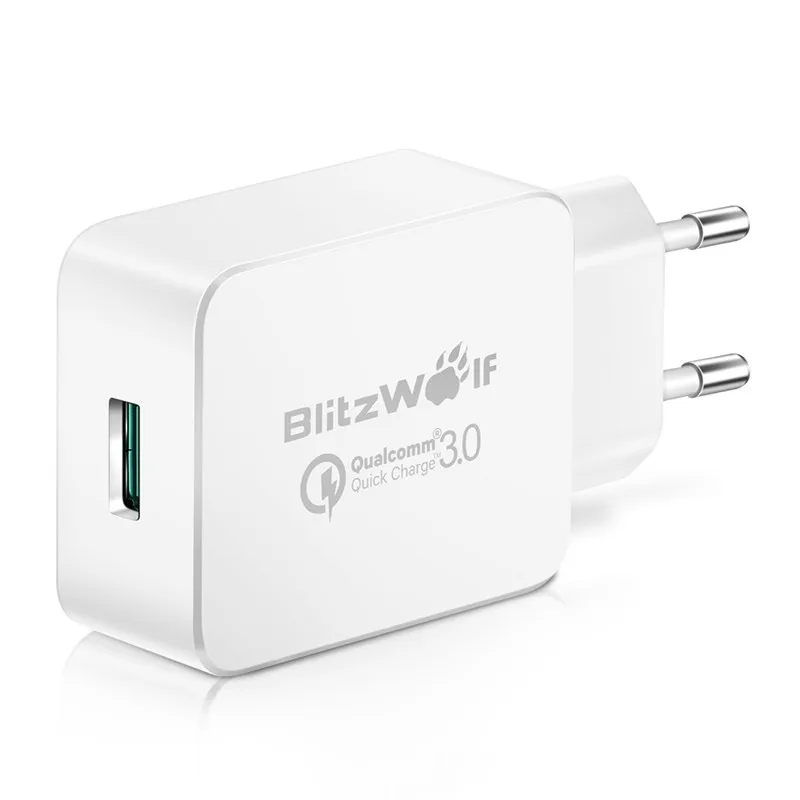 Сертифицированное USB зарядное устройство BlitzWolf QC3.0 мощностью 18 Вт Европейское с