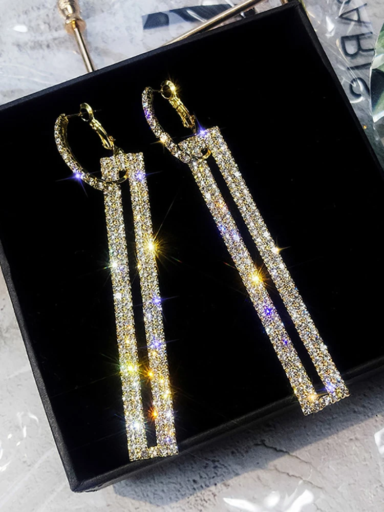  Rhinestone Earring for Women Party Jewelry Gift Fashion Square Women's Earrings | Украшения и аксессуары