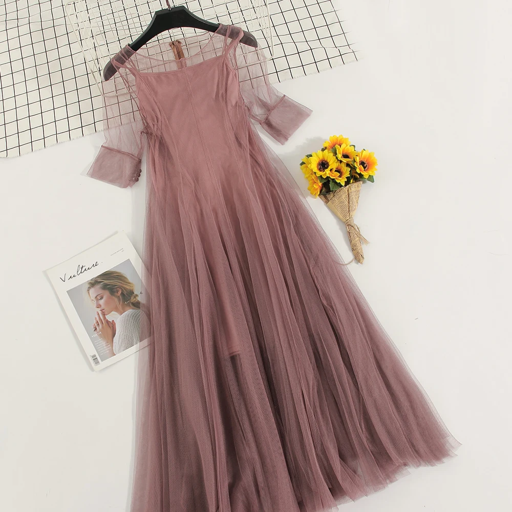 2019 летние женские платья милые элегантные два предмета прозрачность короткий