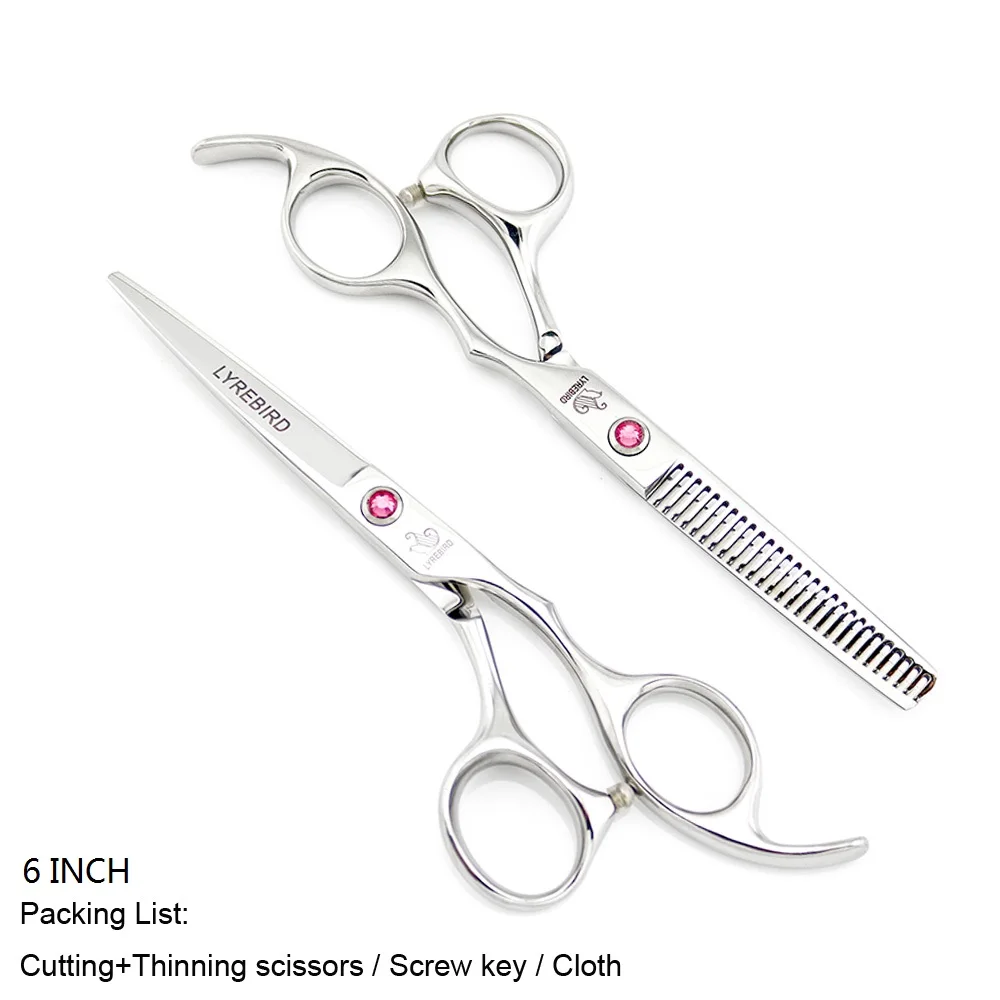 Set no bag 6INCH Профессиональные ножницы для волос 5,5 дюймов 6 дюймов розовый камень Япония Стрижка волос филировочные ножницы Подарочная коробка опционально Lyrebird Новинка - Цвет: Set no bag 6INCH