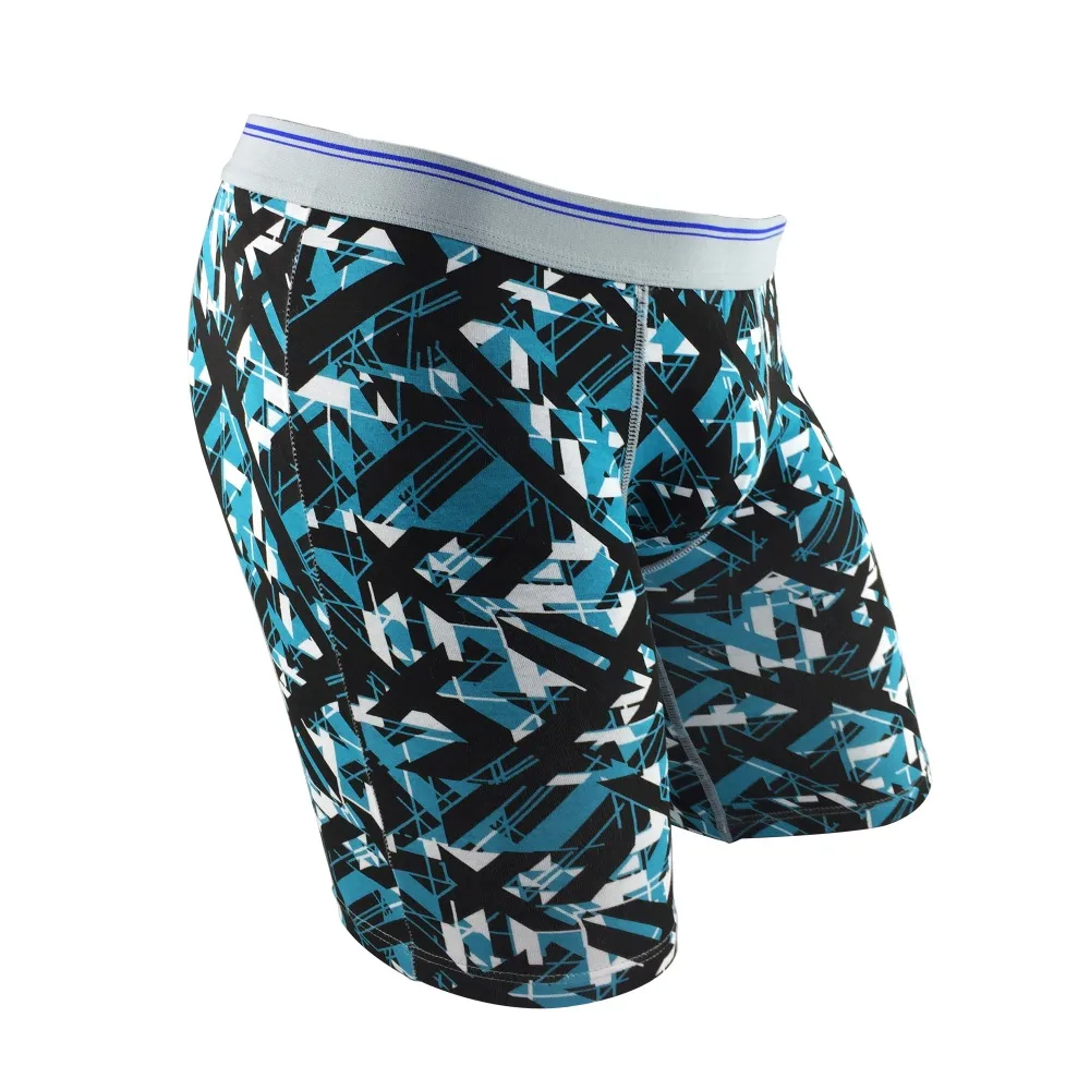 Очаровательные камуфляжные синие геометрические мужские хлопковые боксеры