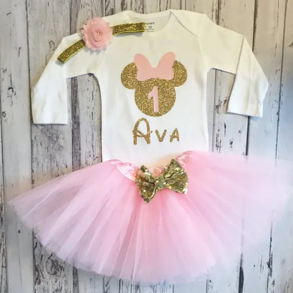 

Customize name minniee mouse baby shower birthday bodysuit onepiece cake mesh Tutu toodles Outfit Set party gifts