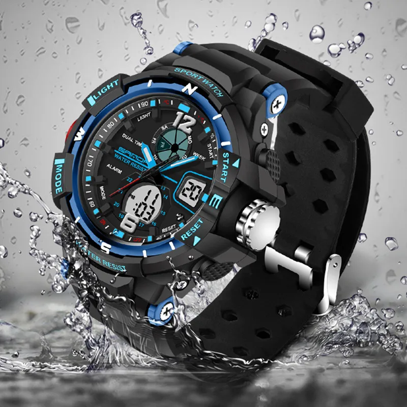 Для мужчин Watch Sport открытый цифровой кварцевые часы ЖК дисплей силиконовый