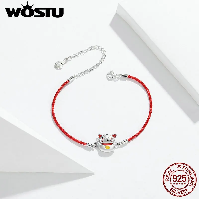 WOSTU 100% Настоящее серебро 925 пробы браслет Maneki Neko 2020 Новое поступление