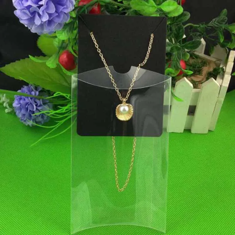 2018 Новый Ясно ПВХ Подушку Поле Пак Цепочки и ожерелья Jewelry Дисплей очистить поле Pv