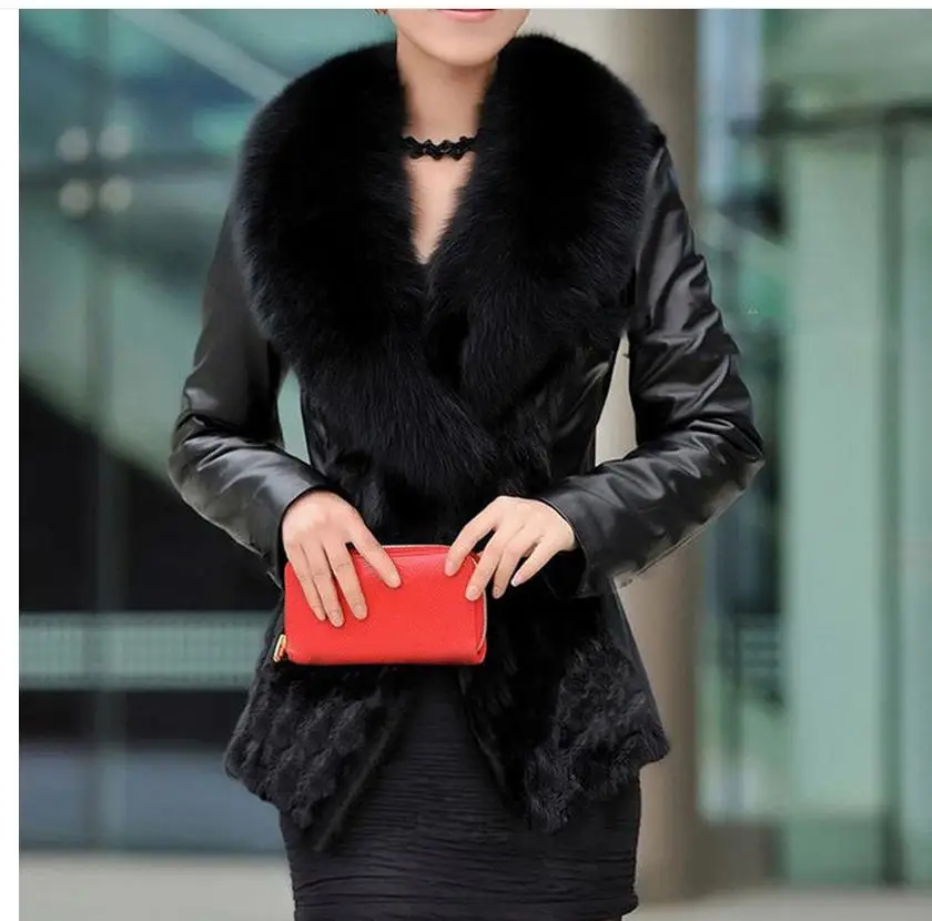 Женская куртка из искусственного меха норки короткая искусственной кожи в стиле