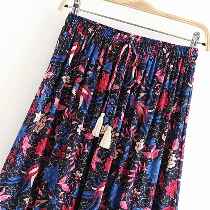 ZXQB богемное шикарное винтажное Плиссированное Макси-платье с цветочным принтом