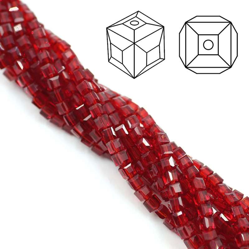 deep red ZHUBI 100 шт 3 мм модные разделительные кубики граненые хрустальные бусины амулеты конфетные стеклянные Квадратные бусины для изготовления ювелирных изделий из бисера - Цвет: deep red