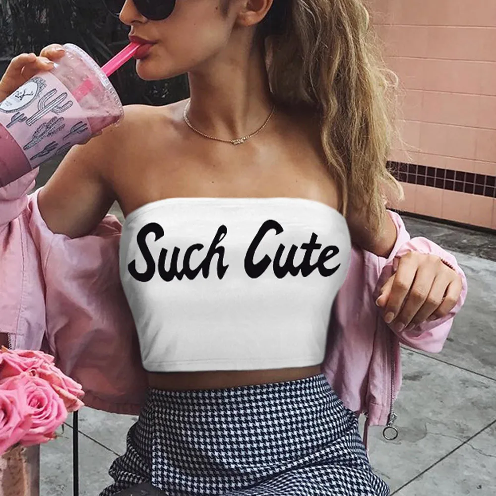 Топ женский облегающий однотонный с буквенным принтом пикантный Модный